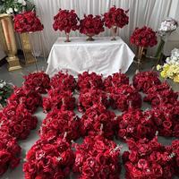 Bunga Mawar Buatan Sutra Merah Berkualitas Tinggi Buatan Tangan IFG 35cm untuk Dekorasi Meja Natal
