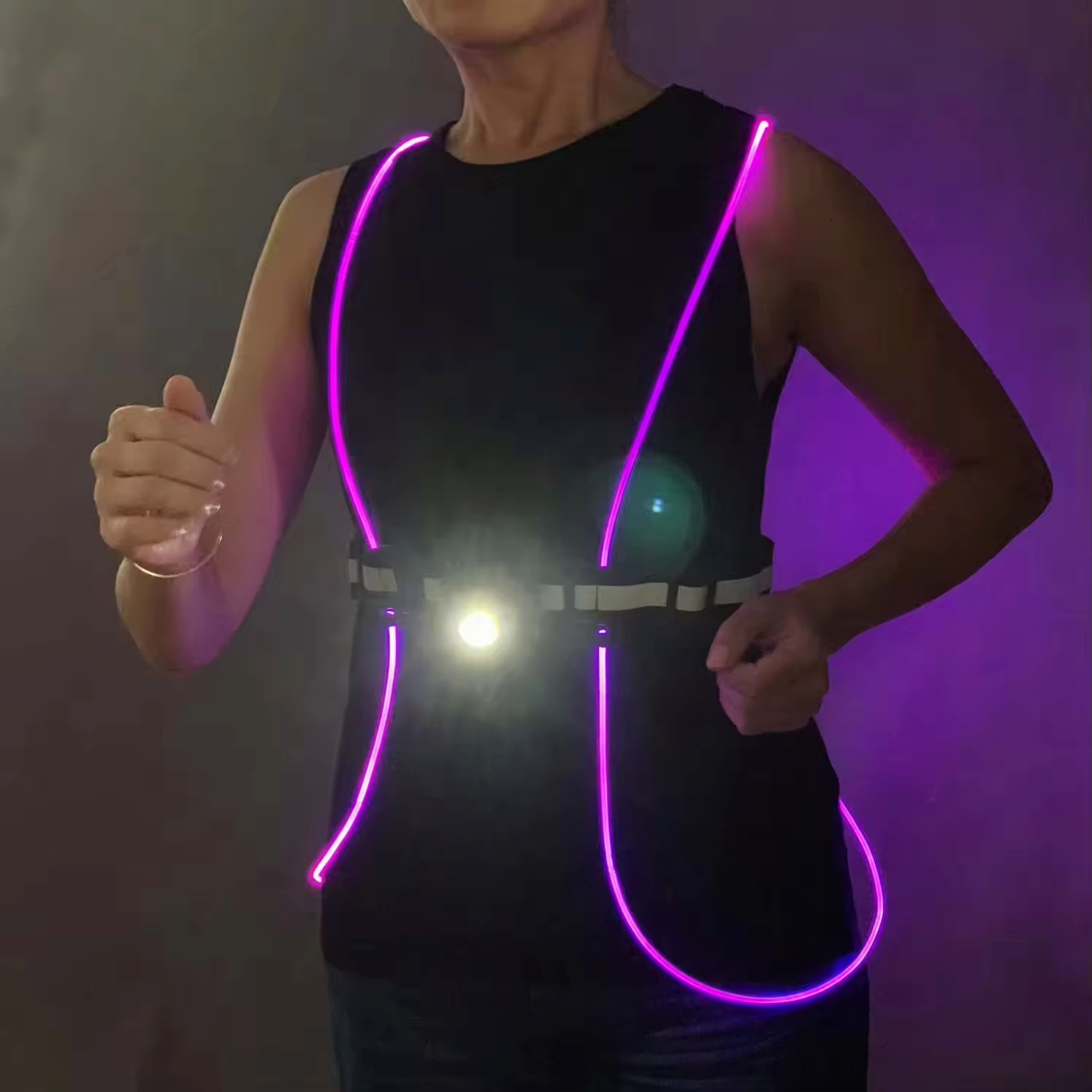 LuTuo Cintura LED Ricaricabile Per Corsa - Luce Anteriore E Posteriore, Visibilità 360°, Impermeabile