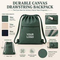 All-in-One Schulgeschenkset: Canvas-Rucksack mit Kordelzug, individuellem Logo, Fronttasche mit Reißverschluss, Kartenbox, Anhänger und Verpackung – Großhandelslieferant