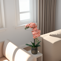 Nouvelle orchidée Phalaenopsis réaliste en soie de 55 cm, style européen, rose saumon, en pot, pour Noël, Halloween, la rentrée scolaire, décoration de la maison