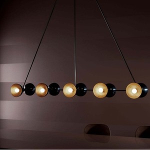 Lámpara colgante larga dorada E27 LED de altura ajustable para sala de estar, comedor, estudio - Product Image 4