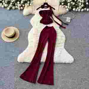 Conjuntos Y2K para Mujer, Top Corto sin Mangas y Pantalones de Cintura Alta, Ropa Americana al por Mayor - Product Image 1