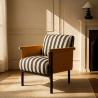 Fauteuil de détente moderne en teck doré, écologique, rembourré en mousse, avec doublure en coton, pour chambre, hôpital, maison, bureau, salle à manger, salon
