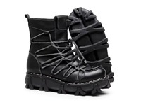 Bottes de moto unisexe en cuir véritable à plateforme et semelle épaisse, style vintage, mi-mollet, tendance mode, vente en gros pour hommes