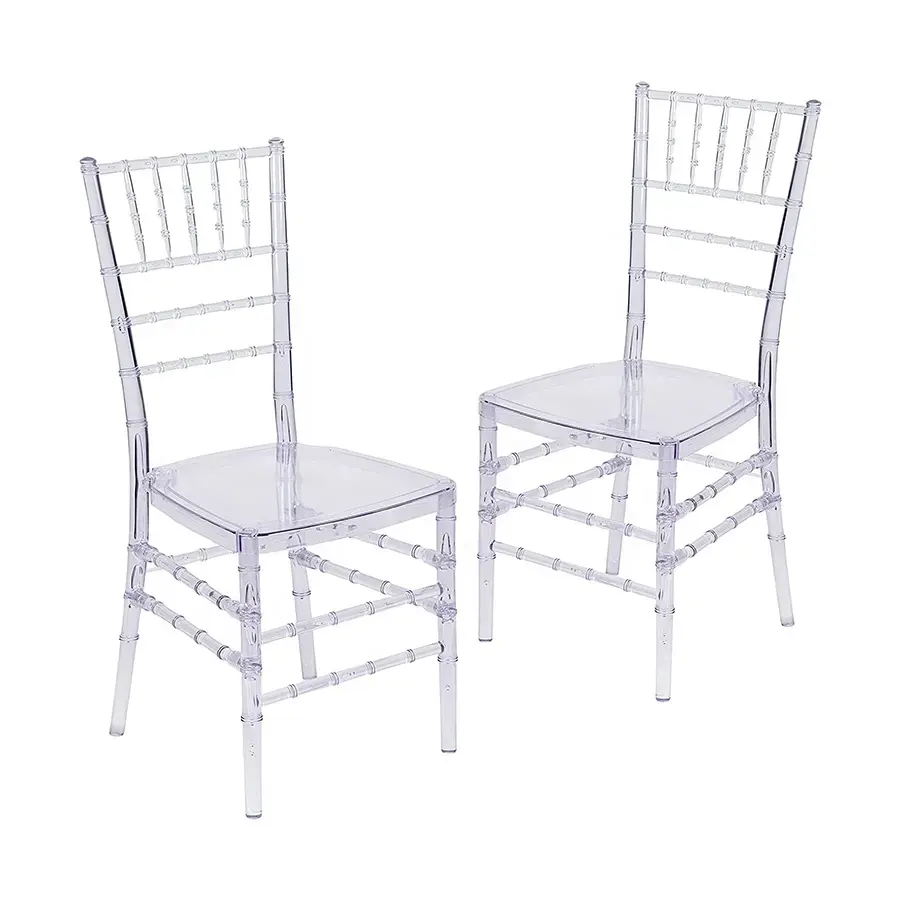 Vente de gros Chaise de mariage transparente et chaise Chiavari empilable en résine transparente cristal acrylique glace Événement