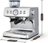 Nueva Cafetera Espresso Semiautomática Profesional Portátil Programable de Acero Inoxidable de 20 Bares con Molinillo Comercial para Hotel