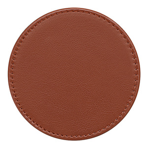 Sailu Leather Coasters Round 10cm Non Slip Heat Insulating Home <b>Bar</b> Table <b>Mats</b> Set of 6 Brown - Product Image 5