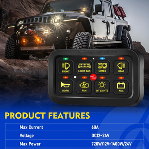 <b>RGB</b> 8 Button Switch Panel 12V Circuit <b>Control</b> Box For Car RV Retrofit Upgrade - Product Image 2