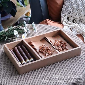 Boîte à cigares rectangulaire en bois de style japonais, humidor anti-humidité avec coupe-cigares pour utilisation sur table - Product Image 4