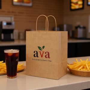 Bolsas de Papel Kraft Estables con Base Ancha y Asas Retorcidas para Pizza, Leche, Sushi y Empaque de Alimentos - Materiales Reciclados - Product Image 2