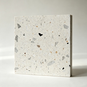 Gạch terrazzo xi măng đánh bóng tùy chỉnh màu trắng với mảnh đá nhiều màu sắc dùng trang trí nội thất biệt thự khách sạn