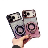 Coque de téléphone magnétique avec béquille pour iPhone 17 16 15 14 13 12 Pro Max, étui antichoc à paillettes avec airbag et aimant