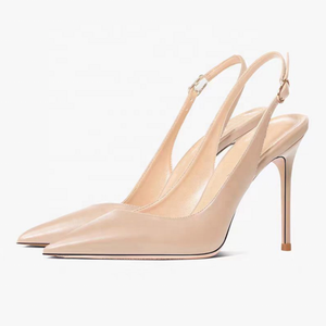 Large Size 47 Women Pointy Toe Shallow Back Strap Sandals Summer Solid <b>Soft</b> Dress Pumps Slingbacks High Slim Heels - Product Image 5