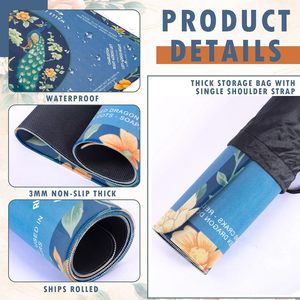 Foilswirl Mahjong Mat Floral Peacock 33" X 33" Blauw Chinoiserie Antislip Geluidsreductie Draagtas Kaartspellen - Product Image 3