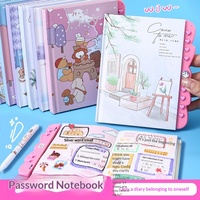 Abschließbares Cartoon-Passwortbuch für Kinder & Schüler Knopfdesign Tagebuch-Typ Geschenk-Journal Notizbuch