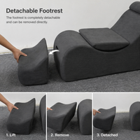 Chaise longue de yoga ergonomique multifonctionnelle en forme de S avec poche latérale et coussin lombaire capitonné pour appartement