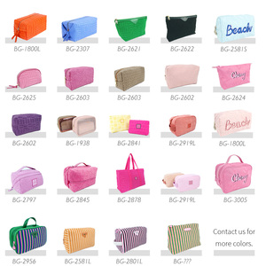 ซิปดึงแบบกลม ดีไซน์มินิมอล ปี 2026 กระเป๋าเครื่องสำอางลายทางสองสีแบบกำหนดเอง เป็นมิตรกับสิ่งแวดล้อม กระเป๋าเครื่องสำอางผ้าเทอร์รี่ขนาดเล็ก ผู้จำหน่าย - Product Image 2