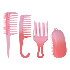 Ensemble de peignes à dents larges rose dégradé, grande taille, pour cheveux épais, bouclés, longs et mouillés, usage domestique, en plastique - Product Image 5