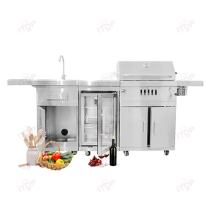 Barbecue au charbon de bois robuste pour cuisine extérieure, portable avec réfrigérateur, idéal pour les journées en famille et les fêtes - Modèle IT-7018 (Barbecue à gaz inclus) - Product Image 2
