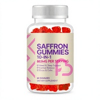 Gummies au Safran 10-en-1 Soutien du Sommeil et de l'Humeur Complément Alimentaire Ashwagandha L-Théanine Rhodiola Saveur Framboise 60 Unités Sans Sucre Pour Adultes