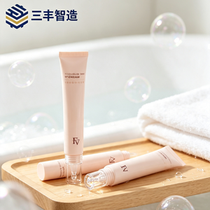 Tubo de PE Delgado Color Rosa Nude con Impresión de Logotipo Minimalista, Tubo Suave con Tapón Aplicador de Gotero Transparente para Crema Facial o Prebase - Product Image 1
