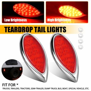 2 luces traseras LED rojas en forma de lágrima para camión y remolque, con función de freno, direccional y estacionamiento. - Product Image 1