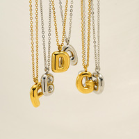 COOL-Collier avec pendentif lettre à bulles en acier inoxydable PVD plaqué or 18 carats pour femmes, bijoux sans ternissure