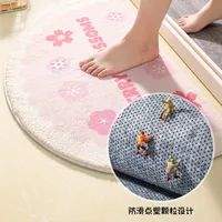 Tapis de salle de bain semi-circulaire de luxe, extra doux et absorbant, en polyester écologique imprimé, antidérapant, tapis de bain moelleux et pelucheux