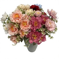 Bunga Peony Sutra Buatan Tenun untuk Dekorasi Meja Pernikahan, Buatan Tangan Gaya Alami Warna Nude Pink Fuchsia, Warna Dapat Disesuaikan