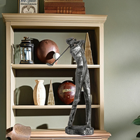 Rétro Figure Statue Décoration De Bureau Résine Décor À La Maison Artisanat Argent Noir Sport Golfeur De Table Sculpture Décorative