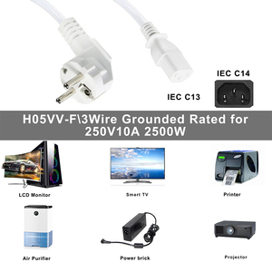 250 Volt h05vvf 3x0.75mm Trắng VDE 220V Cee 77 <span class=keywords><strong>Schuko</strong></span> cắm điện để <span class=keywords><strong>C13</strong></span> kết thúc - Product Image 6