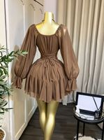 Robe décontractée unie pour femme, 5 couleurs, mini-robe de créateur à manches longues, tenue décontractée grande taille S-XXL