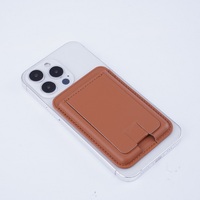 Dompet Harga Pabrik Minimalis Penyangga Ponsel Tempat Kartu Kredit Penutup Kancing Klip Magsafe Magnetik RFID Blocking Kulit PU