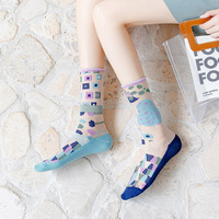 Mode estivale Bas asymétriques style AB pour femmes Chaussettes fines en soie d'art moyen avec logo pour le corps Bas pour filles