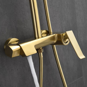 V-Series Brass Shower Set XL-2706 Curved Massage Bubble Rain Top <b>Spray</b> Surface <b>Mounting</b> Bathroom Hardware - Product Image 1