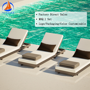 Nuevos muebles de playa de lujo <span class=keywords><strong>Mesa</strong></span> de jardín de aluminio 80 cm Más 4 sillas Patio italiano Piscina Sillas de playa de aluminio con visera - Product Image 1