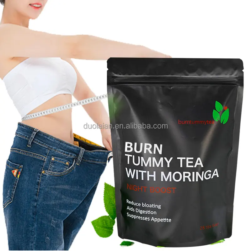 फ्लैट पेट चाय moringa वजन घटाने के साथ 28 दिनों पतला detox चाय स्लिमिंग वसा को जलाने के लिए ग्रीन teabag फ्लैट पेट चाय