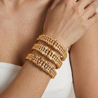 Bracelet jonc minimaliste en forme de goutte d'eau, géométrique, anti-ternissement, zircon, plaqué or 18 carats, acier inoxydable, bijoux tendance pour femmes