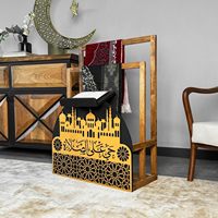 Support en bois pour Coran et tapis de prière, cadeau idéal pour le Ramadan et la décoration islamique de la maison, élégant support et organisateur doré pour tapis de prière