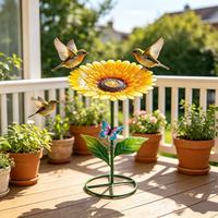 Bains pour oiseaux en métal résistants aux intempéries et imperméables en forme d'animaux avec piquet métallique pour la décoration de jardin extérieur, cour et pelouse