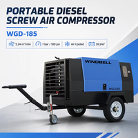 Compresseur d'air à vis industriel portable 185CFM 300CFM 375CFM 420CFM à moteur diesel pour le forage et l'exploitation minière