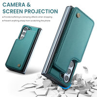 Casing Kulit PU CaseMe untuk Z Fold 2/3/4/5 dengan Dompet 2-in-1 & Ritsleting Belakang Anti Benturan Magnetik Flip
