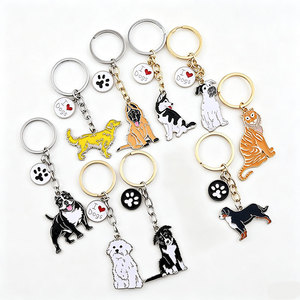 Porte-clés en émail chien chiot de dessin animé, en alliage de zinc, pour clés de voiture, pendentif de sac, cadeau pour les amoureux des animaux, souvenir promotionnel - Product Image 1