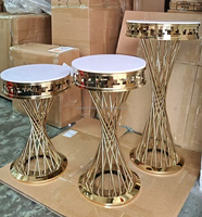 Ensemble de 3 supports à gâteau en acier inoxydable doré pour la décoration d'événements de mariage