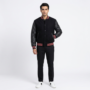 Blouson universitaire en cuir véritable et 100 % coton pour homme et femme, prêt pour l'hiver - Product Image 1