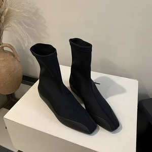 Autumn 2024 New Simple Temperament Height Boots Fashionable <b>Square</b> Solid Color Stretch Boots Comfortable All-match Thin Boots - Product Image 5