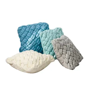 Cuscino del sedile lavorato a maglia grosso fatto a mano cuscino da tiro durevole in cotone con anima in filo cuscino con nodo per la decorazione della casa