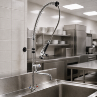 Mini Robinet de Pré-évier à Poser sur Plan, en Laiton Sans Plomb, avec Bec Télescopique Pivotant de 18'' et Douchette Extractible, Robinet de Cuisine Gain de Place
