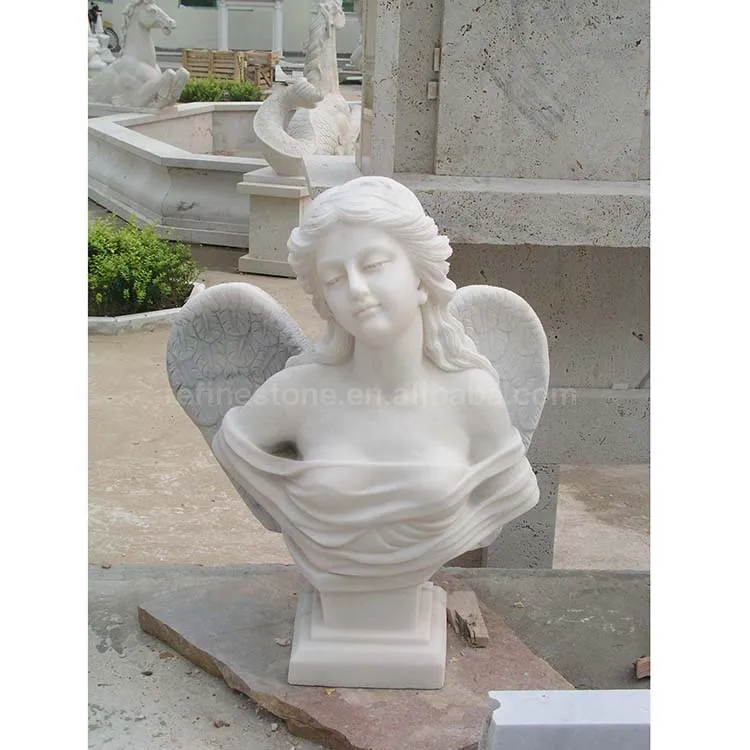 Ángel de piedra jardín estatua busto de mármol