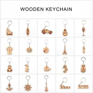 Carving Wood Keychain Custom Wooden Keychain Custom Shape Laser Polar Bear Keyring - Product Image 2